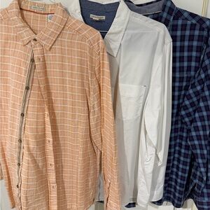 Stylish Men's Button Down Shirt Trio - Peach, White, and Navy Plaid